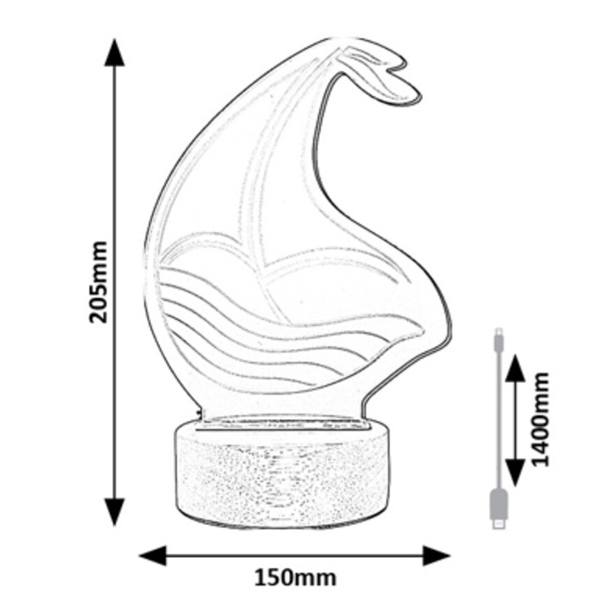 Rabalux - LED Barnbordslampa LED/2W/5V 3000K båt bok