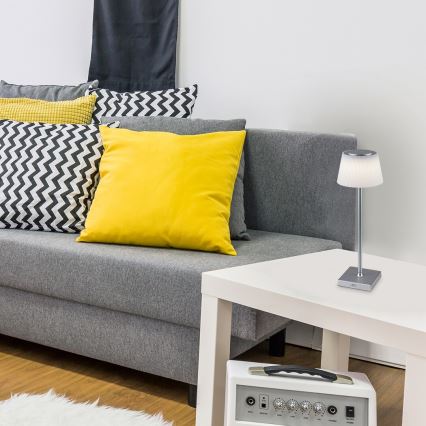 Rabalux - LED Dimbart uppladdningsbart skrivbordslampa LED/4W/3,7V 1800 mAh 3000-5000K IP44 silver