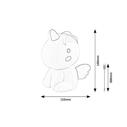 Rabalux - LED RGB Ljusreglerad beröring rechargeable children's liten lampa LED/0,45W/5V