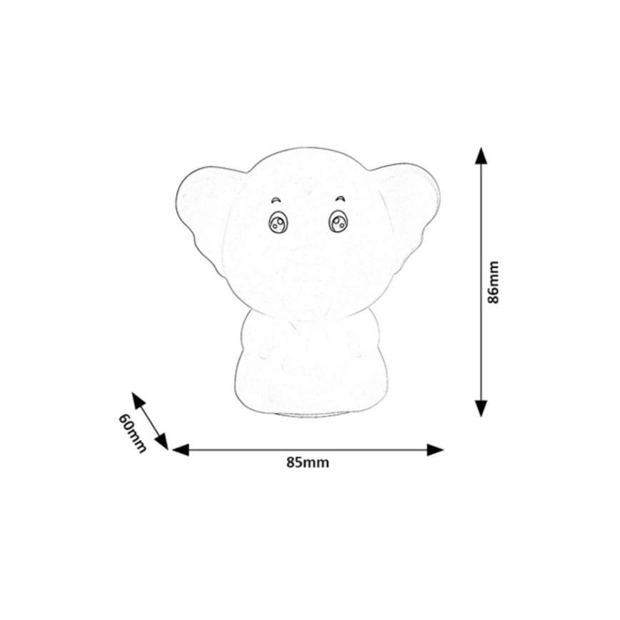 Rabalux - LED RGB beröringsstyrd nattlampa LED/0,05W/1xCR2032 elefant