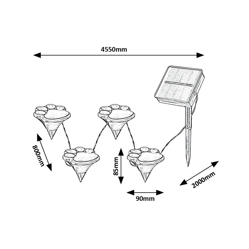 Rabalux - LED Solcellslampa 4xLED/0,06W/1,2V IP44 600 mAh