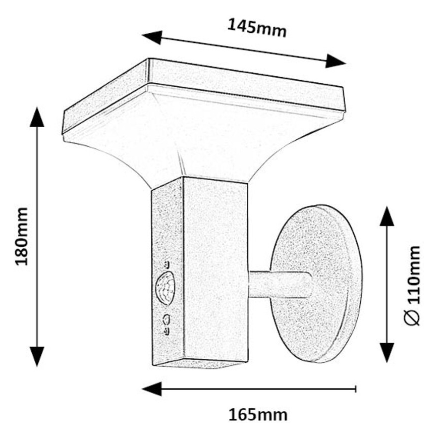 Rabalux - LED solcellsvägglampa med sensor LED/4W/230V IP44 svart 2200 mAh