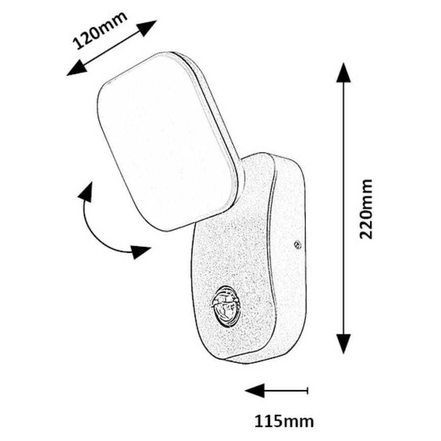 Rabalux - LED Utomhus wall flexible belysning med sensor LED/12W/230V IP44