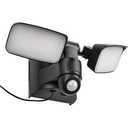 Rabalux - LED solcellsvägglampa flexibel med sensor och extern panel 2xLED/5W/3,7V IP54 svart 600 mAh
