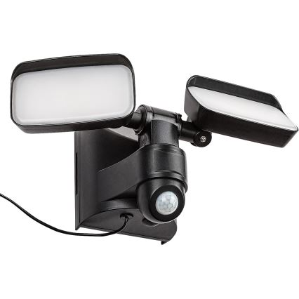 Rabalux - LED solcellsvägglampa flexibel med sensor och extern panel 2xLED/5W/3,7V IP54 svart 600 mAh
