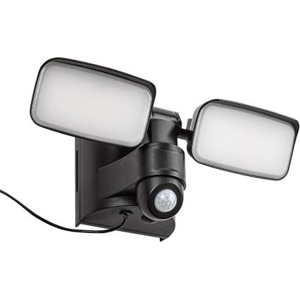 Rabalux - LED solcellsvägglampa flexibel med sensor och extern panel 2xLED/5W/3,7V IP54 svart 600 mAh