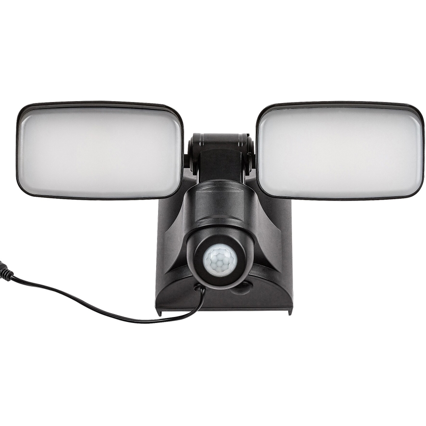 Rabalux - LED solcellsvägglampa flexibel med sensor och extern panel 2xLED/5W/3,7V IP54 svart 600 mAh