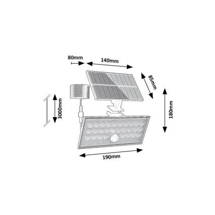 Rabalux - LED solreflektor med sensor LED/8W/3,7V 1800mAh IP65 + fjärrkontroll
