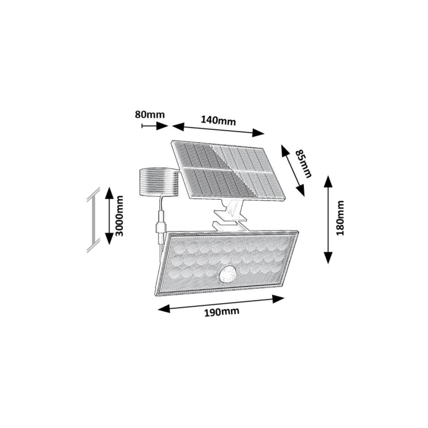 Rabalux - LED solreflektor med sensor LED/8W/3,7V 1800mAh IP65 + fjärrkontroll