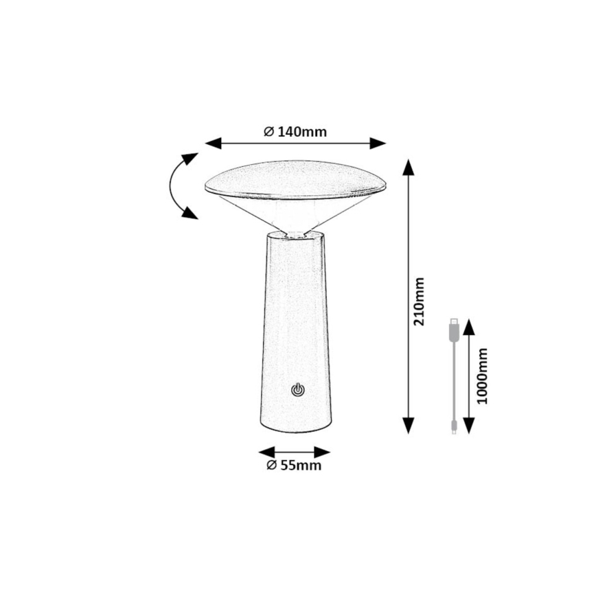 Rabalux - LED Dimbar uppladdningsbar touch bordslampa POLPERRO LED/3W/3,7V 1200mAh vit