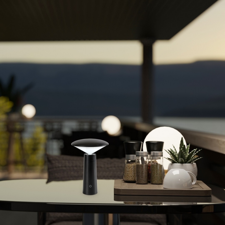 Rabalux - LED Dimbar uppladdningsbar touch bordslampa POLPERRO LED/3W/3,7V 1200mAh svart