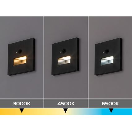 Rabalux - LED-trapparmatur med rörelse- och skymningssensor LED/1W/230V 3000/4500/6500K svart