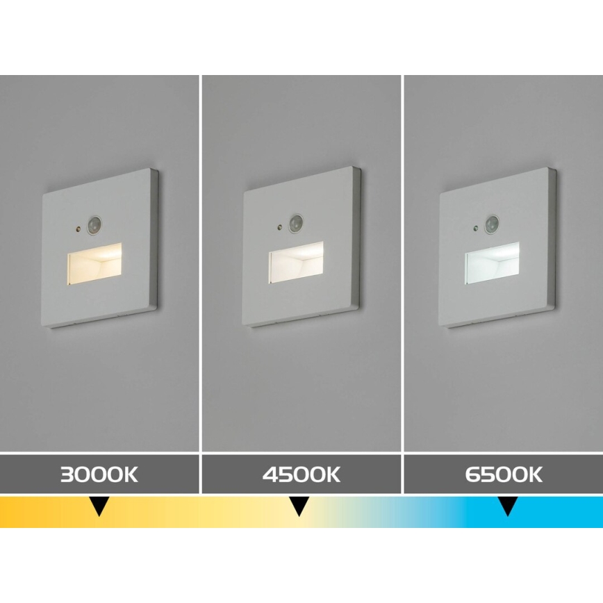 Rabalux - LED-trappbelysning med rörelse- och skymningssensor LED/1W/230V 3000/4500/6500K vit