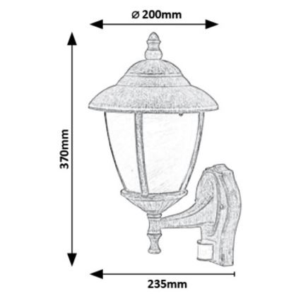 Rabalux - Utomhus vägglampa med sensor 1xE27/60W/230V IP43 guld