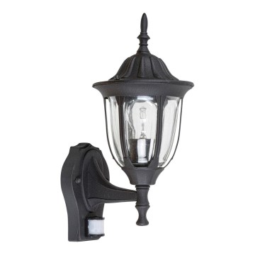 Rabalux 7837 – Utomhus Väggbelysning med sensor MILANO 1×E27/60W/230V IP43 Svart