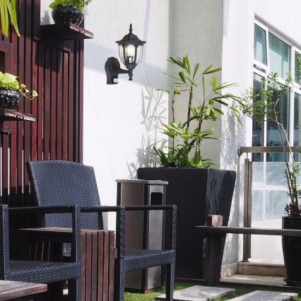 Rabalux 7837 – Utomhus Väggbelysning med sensor MILANO 1×E27/60W/230V IP43 Svart