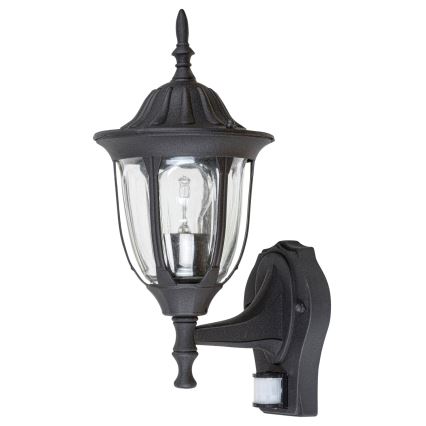 Rabalux - Utomhusvägglampa med sensor 1xE27/60W/230V IP43 svart