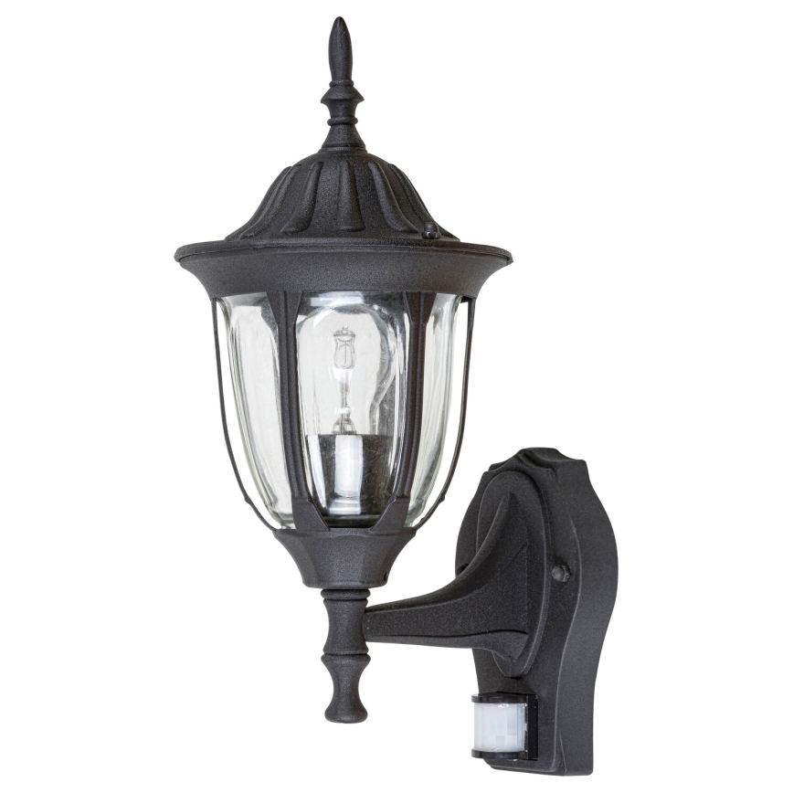 Rabalux - Utomhusvägglampa med sensor 1xE27/60W/230V IP43 svart