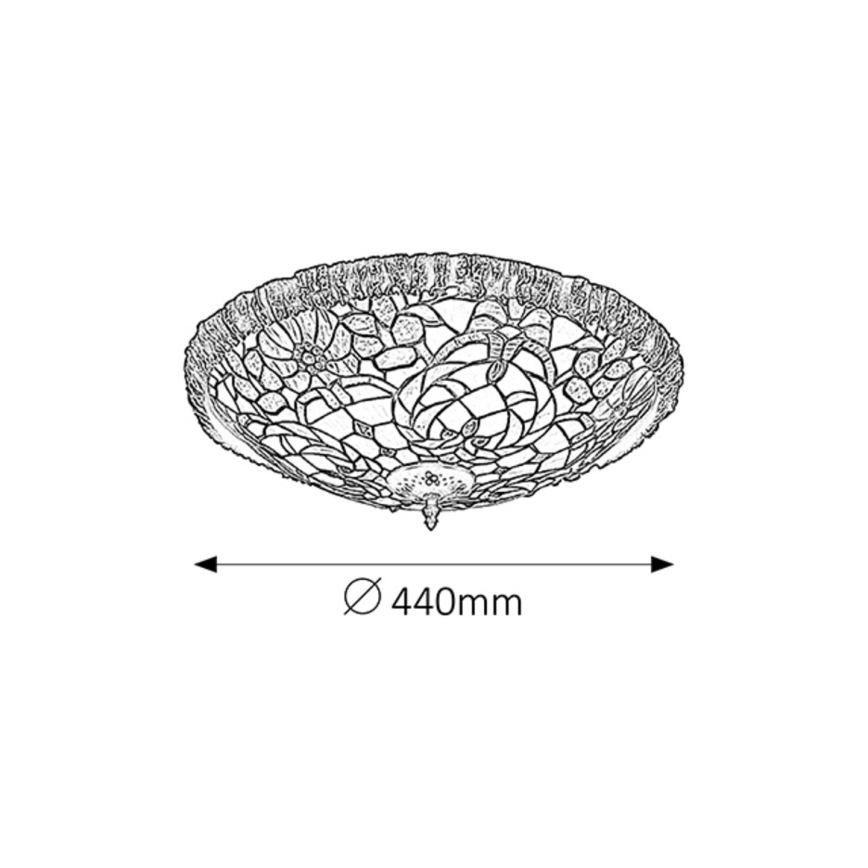 Rabalux - Tiffany-taklampa i glasmosaik, 2xE27/60W/230V, Ø 44 cm