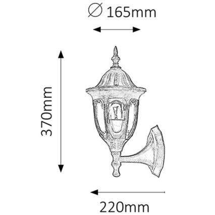 Rabalux - Utomhusvägglampa 1xE27/60W/230V IP43 guld/patina/svart