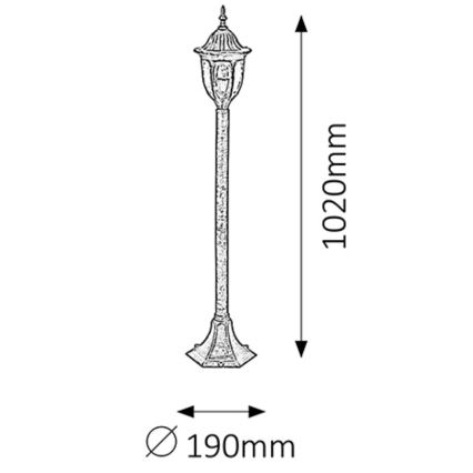 Rabalux - Utomhuslampa 1xE27/60W/230V IP43 guld/svart/patina