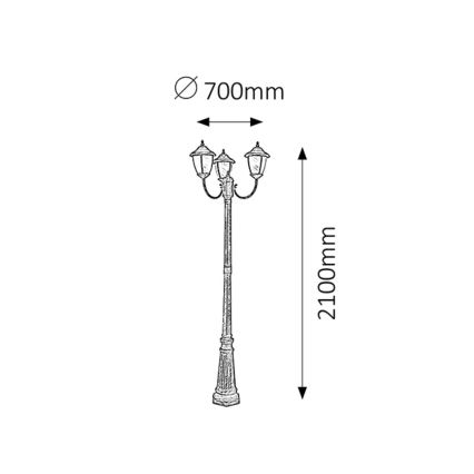 Rabalux - Utomhuslampa 3xE27/60W/230V 210 cm