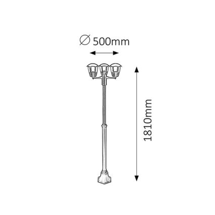 Rabalux - Utomhuslampa 3xE27/60W/230V IP44 1,81 m