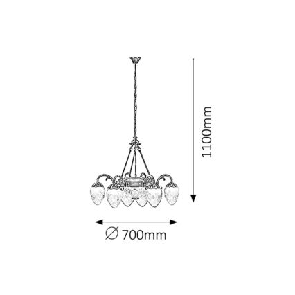Rabalux 8636 - Ljuskrona med kedja ANNABELLA 6xE14/40W+2xE27/60W