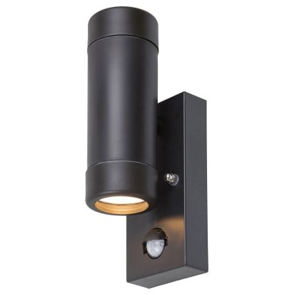 Rabalux - Utomhusväggarmatur med sensor 2xGU10/10W/230V svart IP44