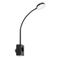 Rabalux - Dimbar LED-vägglampa 4W/230V med USB-port för vägguttag 3000/4000/6000K svart