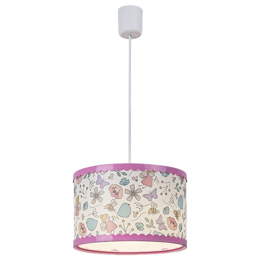 Rabalux - Hängande ljuskrona med textilsladd för barn 1xE27/40W/230V rosa