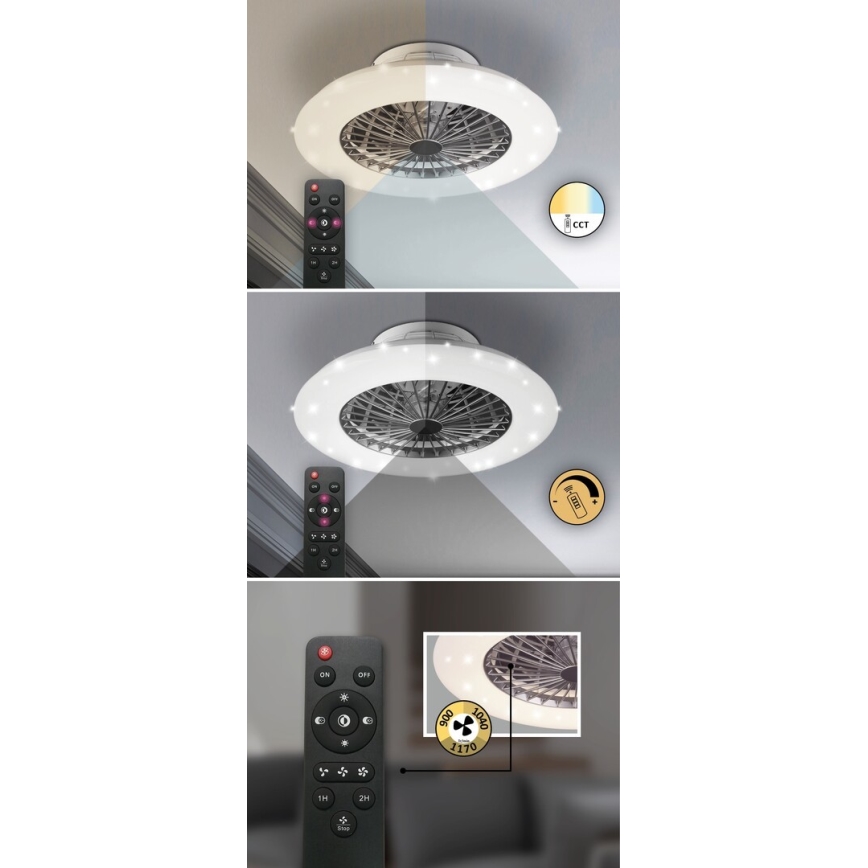 Rabalux - LED dimbar taklampa med fläkt LED/30W/230V 3000-6500K + fjärrkontroll