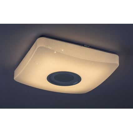 Rabalux - Dimbart LED RGB-taklampa med inbyggd högtalare LED/18W/230V 3000-6000K Bluetooth + fjärrkontroll 36,5x36,5 cm
