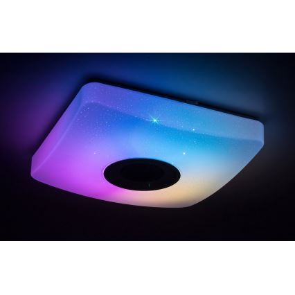 Rabalux - Dimbart LED RGB-taklampa med inbyggd högtalare LED/18W/230V 3000-6000K Bluetooth + fjärrkontroll 36,5x36,5 cm