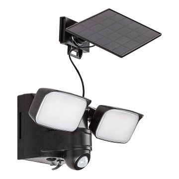 Rabalux - LED solcellsvägglampa flexibel med sensor och extern panel 2xLED/5W/3,7V IP54 svart 600 mAh