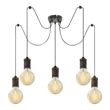 Rabalux - Ljuskrona med textilsladd 5xE27/25W/230V spindel