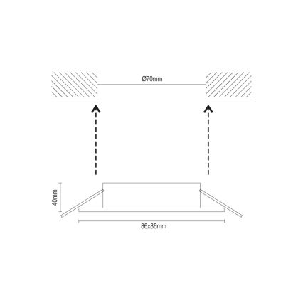 Ram för infälld armatur GU10 8,6x8,6 cm vit