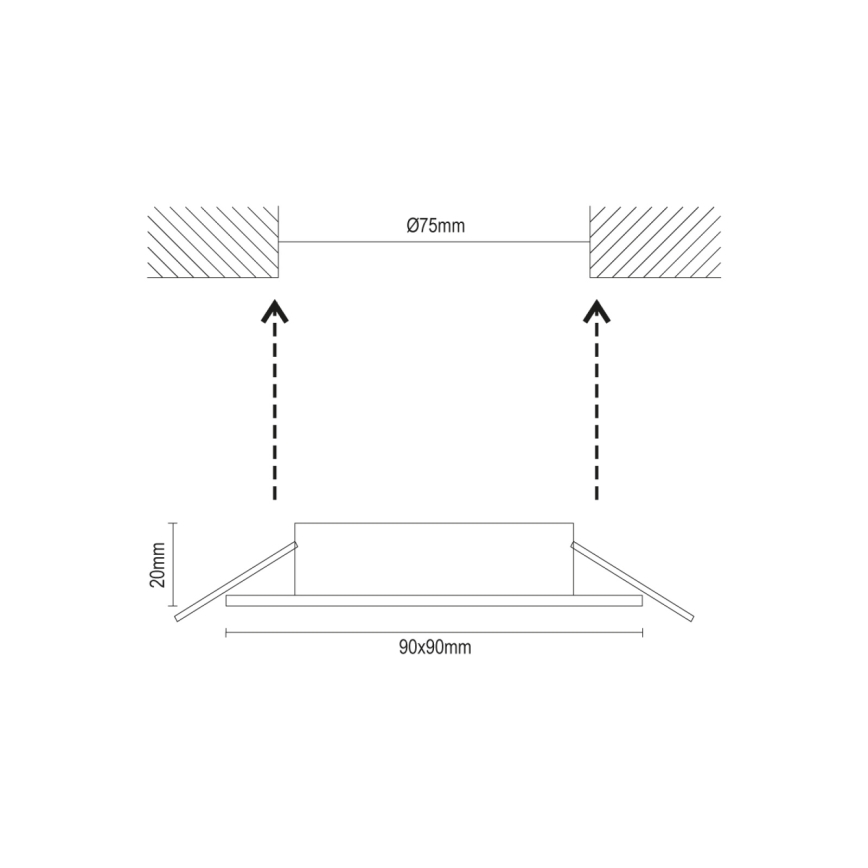 Ram för infälld downlight GU10 9x9 cm vit