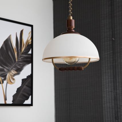 Nedhissningslampa RAMONA 1xE27/60W/230V beige/mörkbrun/fur