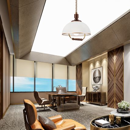 Nedhissningslampa RAMONA 1xE27/60W/230V beige/mörkbrun/fur