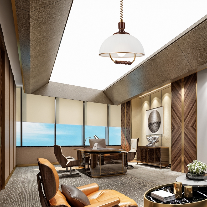 Nedhissningslampa RAMONA 1xE27/60W/230V beige/mörkbrun/fur