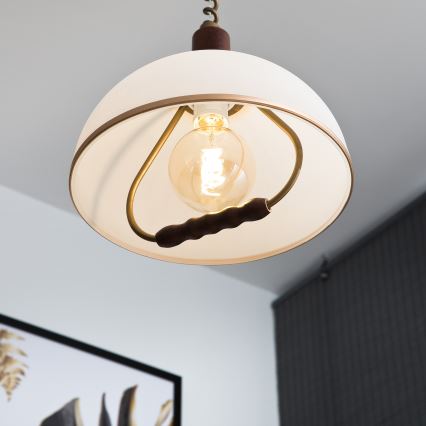 Nedhissningslampa RAMONA 1xE27/60W/230V beige/mörkbrun/fur