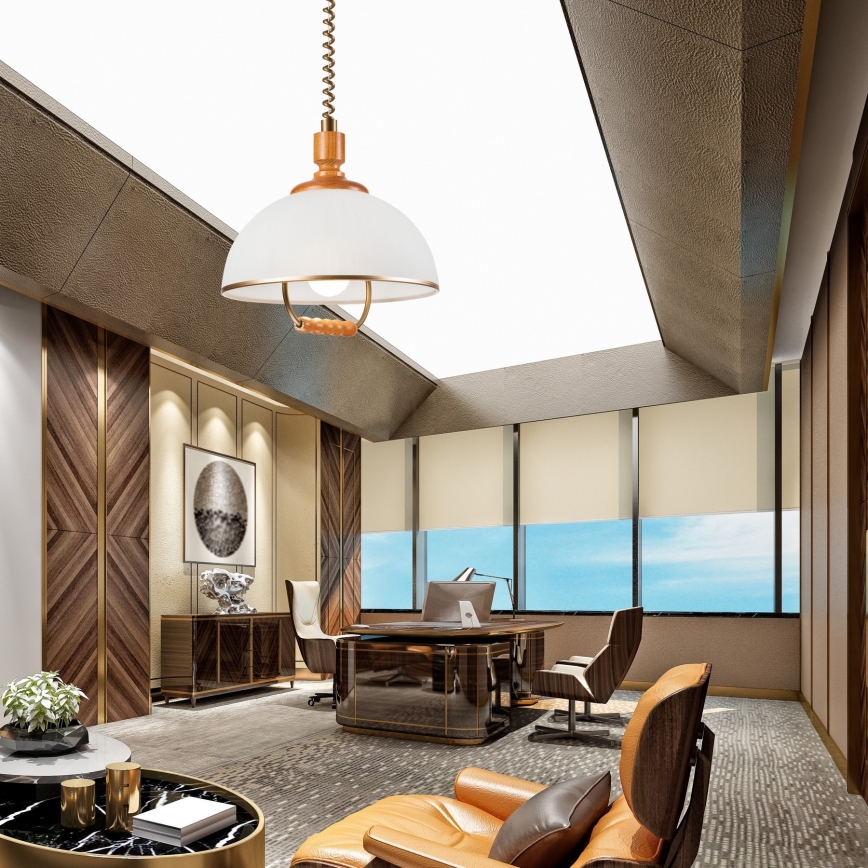 Nedhissningsbar lampa RAMONA 1xE27/60W/230V beige/brun/fur