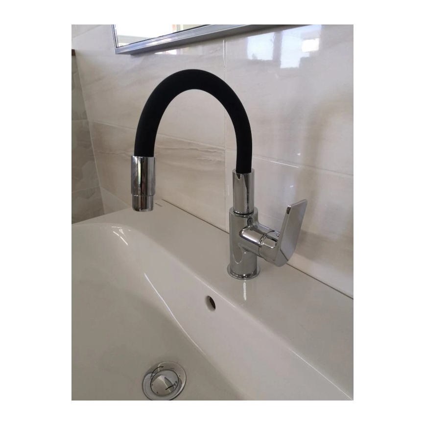 RAV Slezák CO119.0/15 - Köksblandare med flexibel pip COLORADO 25 cm svart/blank krom