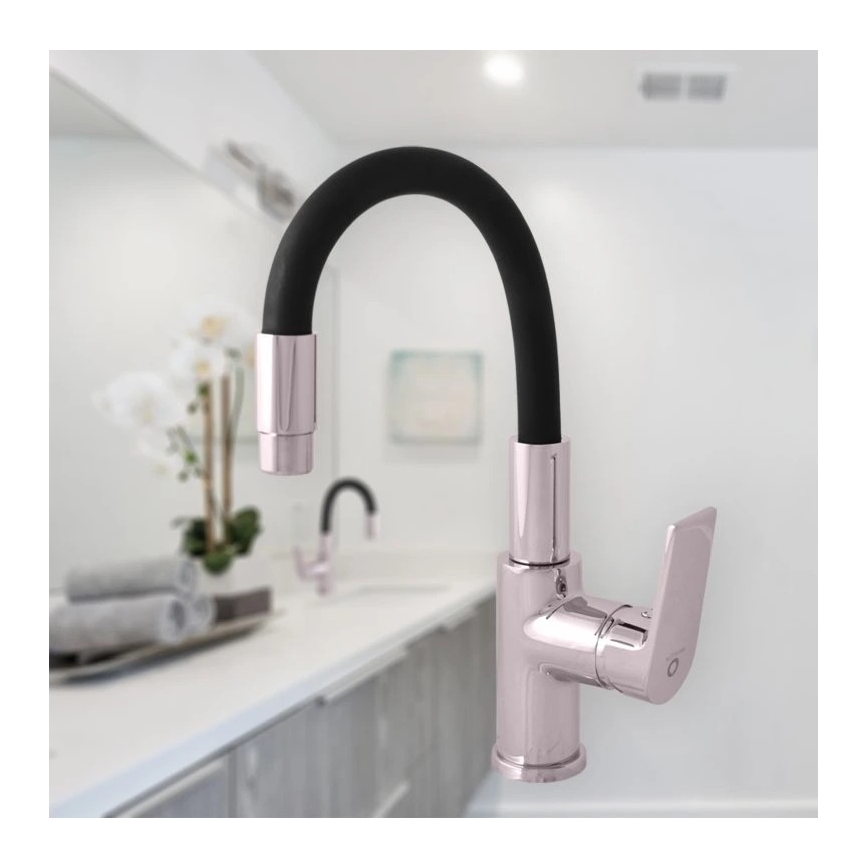 RAV Slezák CO119.0/15 - Köksblandare med flexibel pip COLORADO 25 cm svart/blank krom