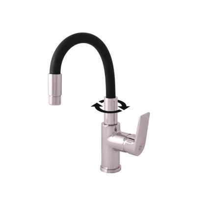 RAV Slezák CO119.0/15 - Köksblandare med flexibel pip COLORADO 25 cm svart/blank krom