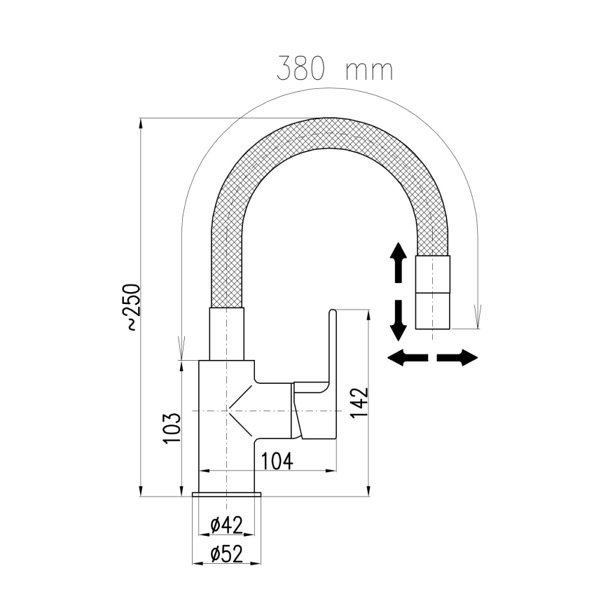 RAV Slezák CO119.0/16 - Köksblandare COLORADO 25 cm, flexibel pip med handdusch, svart
