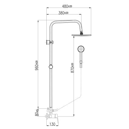 RAV Slezák CO182.5/7 - Duschset med COLORADO-blandare i polerad krom