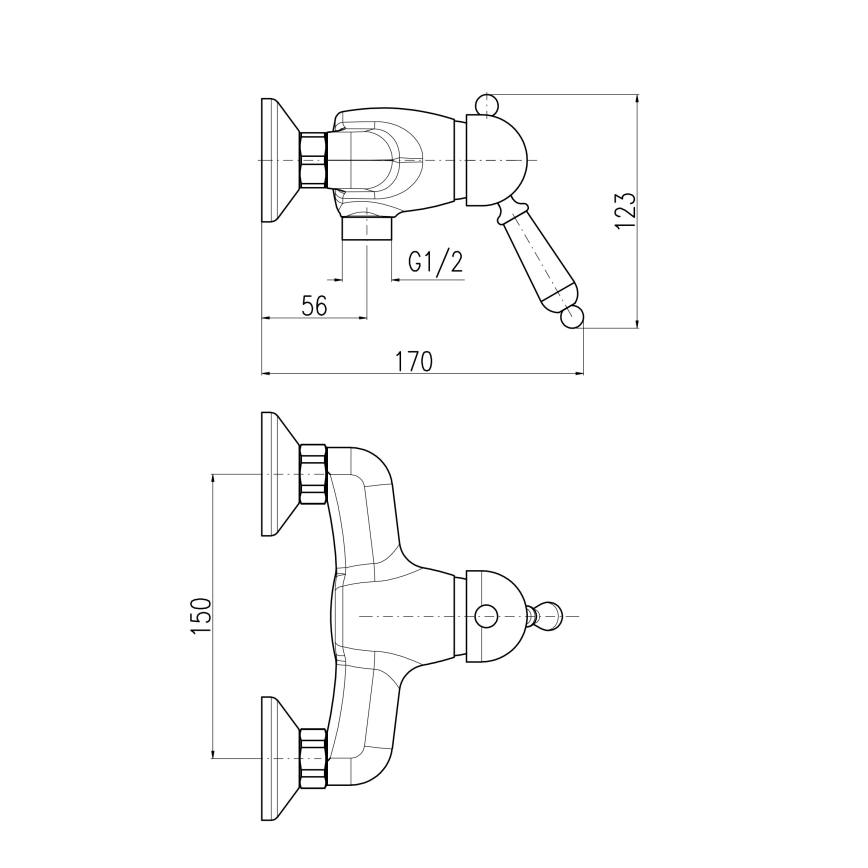 RAV Slezák L581.5CMAT - Duscharmatur LABE RETRO 12,3 cm matt svart