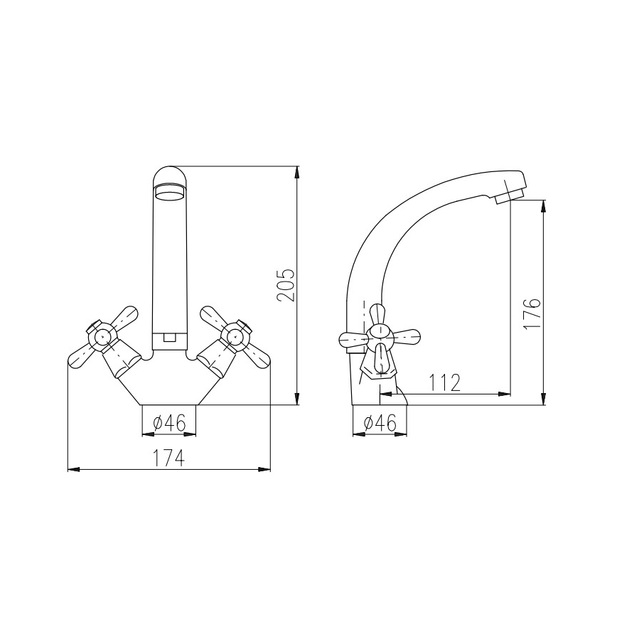 RAV Slezák MK120.0/2 - Tvättställsblandare MORAVA 17,6 cm blank krom